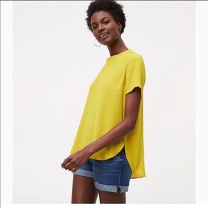 LOFT citrine lemon yellow “Clean Tee” blouse